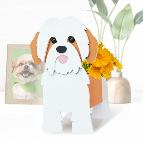 Lnakio Shih Tzu Hunde-Pflanzgefäß, niedliche Tierform, Blumentöpfe für Innen- und Außenbereich, Gartendekoration, einzigartige Geschenke/Souvenirs für Tierliebhaber (Braun)