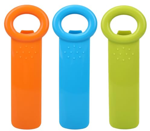 Gosknor 3pcs Jar Openers, Easy Use Canning Lid Opener Comfortable Grip Jar Key Tool Great for Elderly Women, Weak Hands, Kids and Anyone(Orange, Green, Blue)
