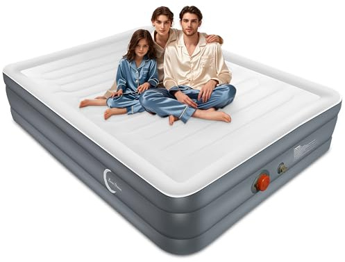 LunaDream Eclipse Series Queen Luftmatratze mit USB Wiederaufladbare Eingebaute Pumpe, Kabellose Aufblasbare Luftbett, Langlebiges Auslaufsicheres Design, Tragbar für Zuhause & Camping