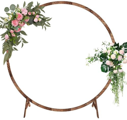 Arche de Mariage Ronde, Support de Toile de Fond en Bois de 6,6 Pieds, pergola d'arche extérieure, décorations de Mariage rustiques pour cérémonie de fête à Domicile, Treillis de t