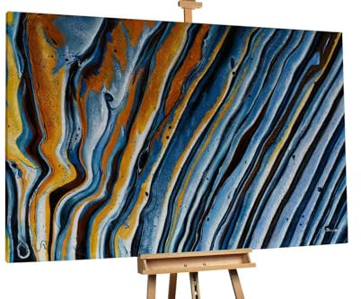KunstLoft Ölgemälde 'Sunkissed Ocean' 180x120cm | Original Handgemalte Gemälde | Abstrakt | Bunt und Blau | Leinwand-Bild Ölgemälde einteilig groß | Modernes Kunst Ölbild