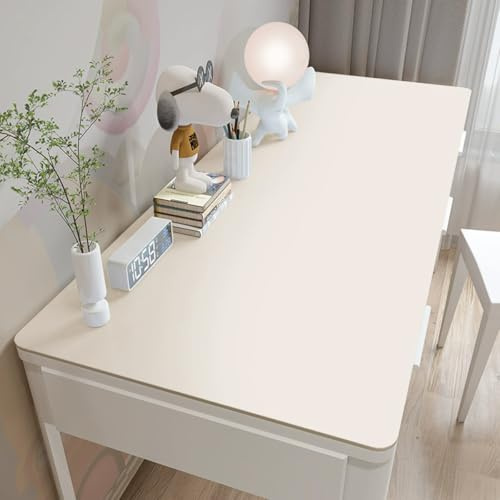 Non-Slip Desk Pad, Waterproof PU Leather Desk Blotter, Easy Clean Large Table Protector, Laptop Desk Study Writing Mat for Office Work Home (White,60x40cm)