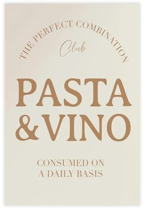 WOPIYNAG Leinwandposter Pasta und Vino, Wandkunstdruck, Bild, Gemälde, 30 x 45 cm