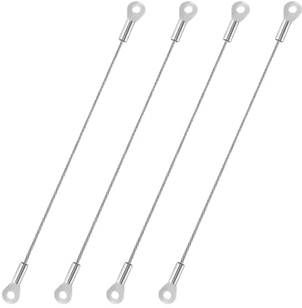 VBSYUYQ 4 Pcs 20cm Stainless Steel Cabinet Door Restraint Cables | 4 pack 20cm braided steel door limit cables, for cabinet wardrobe lid opening angle restriction home hardware accessory