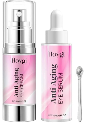 2 Stück Koffein Augencreme Augenserum Kit, Augencreme Serum | Augenserum Anti-Aging, Augenringe, Falten Retinol, Caffeine Booster mit Massageball, Feuchtigkeitsspendende Augenpflege
