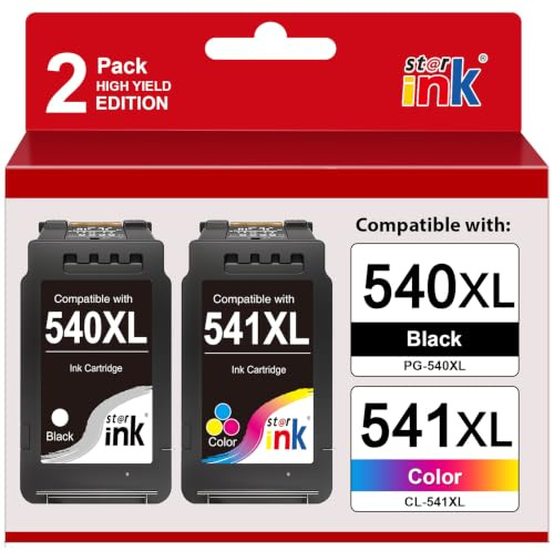 Starink 540XL 541XL Ersatz für Canon Druckerpatronen 540 541 XL Multipack | PG-540XL CL-541XL für Pixma TS5150, MG3650s, MG3600, MG4250, MX475, MX375, MX535, MG3150, MG3500,Schwarz , Farbe,2er-Pack