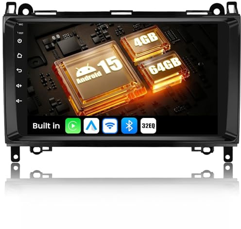 SIXWIN 4GB+64GB Android 15 Autoradio 9 HD para Mercedes B200 W245 W639 W906 Sprinter Vito Viano - CarPlay y Android Auto Inalámbrico, GPS, Bluetooth 5.0, Pantalla Táctil con Split Screen