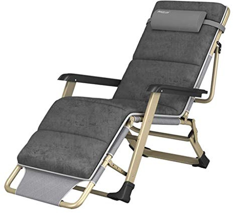 Verstellbarer Liegestuhl – Outdoor-Sonnenliege für Balkon & Garten – Klappbarer Liegestuhl mit 260 kg Kapazität – entspannendes graues Design