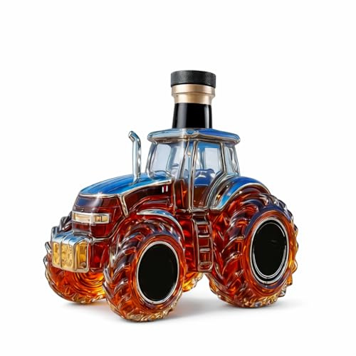 Bulldog Traktor Glaskaraffe 300 ml – Karaffe in Traktorform, Whisky-/Schnapskaraffe, Geschenk für Männer, Handwerker & Landwirte – Männergeschenk!