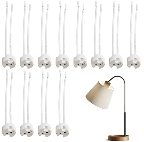 Quvxzy 12-teiliges GU5.3 Einbausockel-Set: GU5.3 Fassung mit Kabel & Keramik Fassung für MR16 Sockel, kompatibel mit Halogen- und LED-Lampen 12V/24V, hitzebeständig mit Silikondrähten
