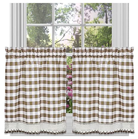 Achim Home Furnishings Fenstervorhang, Büffelmuster, 147 x 91 cm, Taupe/Elfenbeinfarben