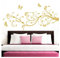 Grandora Wandtattoo XXL Blumenranken Schmetterlinge Blumen I Gold (BxH) 160 x 69 cm I Schlafzimmer Liebe Flur Wohnzimmer modern Aufkleber Wandaufkleber W1073