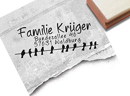 Stempel PERSONALISIERT - Adressstempel VÖGEL II individuell - Firmenstempel Familienstempel Geschenk für Kinder und Erwachsene - zAcheR-fineT
