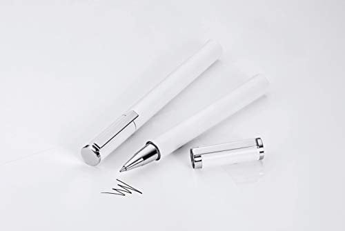 Troika Tintenroller, schwarze 5888 Mine (Made in Germany), inkl. Ersatzmine, in weißer Metallbox, Metall, glänzend, silber/weiß