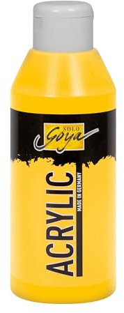KREUL 84203-Solo Goya Amarillo cadmio, Frasco 250 ml, Pintura acrílica cremosa y versátil en Calidad de Estudio, a Base de Agua, de Secado rápido y Mate, Kadium Yellow, 250