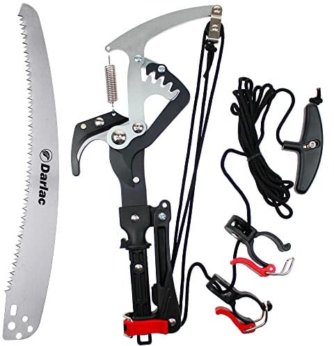 Darlac Expert Geared Bypass Tree Pruner – Razor Sharp Pruning Scissors and Pruning Saw with Attachment for Extendable Pole – More Power with Less Effort - SK5 High Carbon Steel Blade