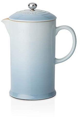 Le Creuset Cafetière avec Piston en Inox, 1L, Céramique, Bleu Méditerranée, 91028200256000