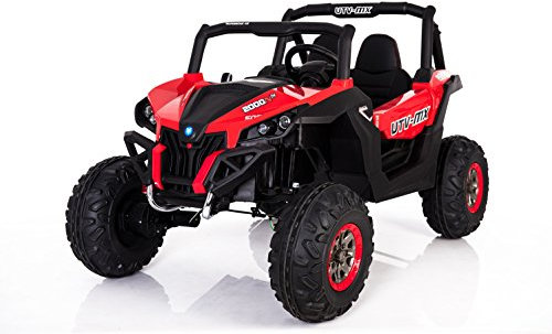 ES-TOYS Kinderfahrzeug - Elektro Auto Buggy 04 - 2X 12V7AH Akku,4 Motoren- 2,4Ghz, Allrad+MP3+Ledersitz+Eva (Rot)