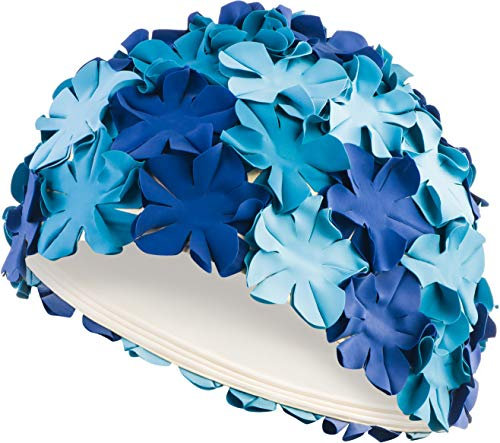 Aqua Speed Gorra de natación | señoras | Gorra de baño Retro | elástica | Elegante | Playa | Piscina | Pelo Largo| látex | Azul Multicolor