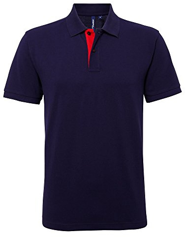 Asquith & Fox Men's Asquith and Fox Men's Classic Fit Contrast Polo Regular Fit Short Sleeve Polo Shirt, Multicolour (Navy/Red 000), Medium (Manufacturer Size:Medium)