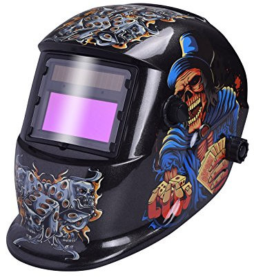 Nuzamas Solarbetriebene, automatische Verdunkelung Schweißhelm Maske Schweißschutz für Arc Tig MIG Schleifen, Plasmaschneiden mit verstellbarem Farbbereich DIN4/9-13 UV/IV-Schutz DIN16 Würfel