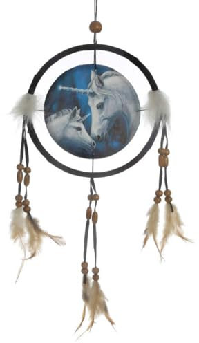 Puckator Traumfänger Heilige Liebe Einhörner Lisa Parker 16 cm, Stoff/Federn/Kunststoff, Schwarz, Einheitsgröße, gemischt, Höhe 16 cm x Tiefe 0,5 cm