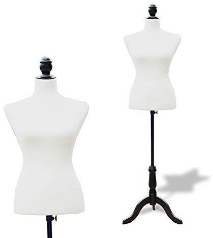 HomCom Maniquí Femenino de Costura Busto de Señora para Modistas Exhibición Altura Ajustable a 130-168cm Blanco
