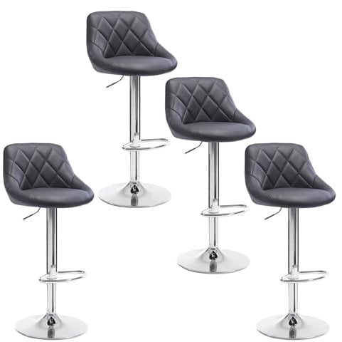 WOLTU 4er Set Barhocker Bistrohocker Tresenhocker Barstuhl Höhenverstellbar, Drehbar, Sitzfläche aus Kunstleder, verchromter Stahl Grau BH23gr-4