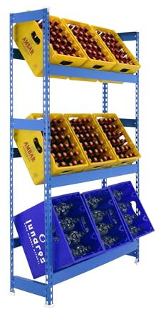 Simonrack Getränkekistenregal, 3 Kästen, Flaschenregal, Getränkekistenhalter, Kistenregal, Grau - Simonbottle
