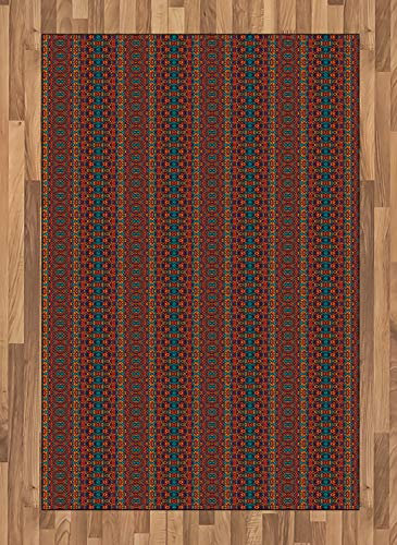 ABAKUHAUS afrikanisch Teppich, Indigene Folklore, Deko-Teppich Digitaldruck, Färben mit langfristigen Halt, 120 x 180 cm, Mehrfarbig