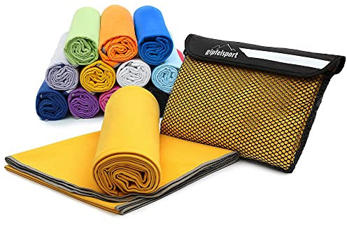gipfelsport Mikrofaser Handtuch - Microfaser Handtücher Set, Strandtuch, Badetuch I groß, schnelltrocknend I für Sport, Beach, Reise, Outdoor, Camping I leicht, dünn, klein I Set1 I Gelb