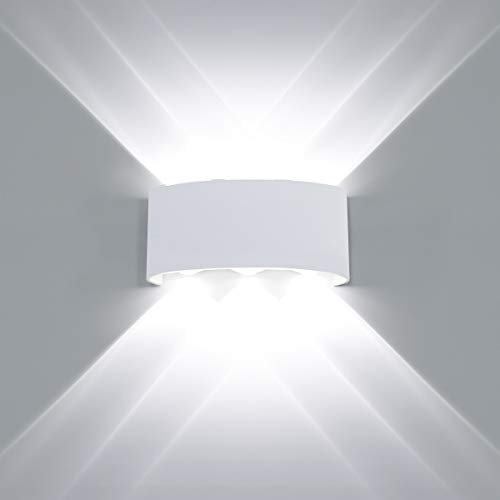 HAWEE Modern Wandlampe LED Wandleuchte Up Down Wasserdicht Aluminium Wandbeleuchtung Innen Außen für Badezimmer Veranda Schlafzimmer Korridor Wohnzimmer Treppen Flur, 6W Weiß