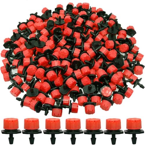 Kalolary 200Pcs Gocciolatore Irrigazione a Goccia 1/4'' DIY Micro Goccia Sistema Impianto Automatico Irrigazione Tubo Gocciolatori Valvola Filtro Connettori Acqua Giardino Gocciolante