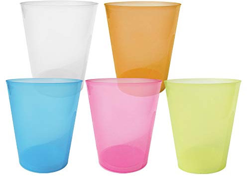 TELEVASO - 100 unidades - Vaso Sidra 500 ml Reutilizable - Polipropileno (PP) - Colores sutidos - Vaso ecológico libre de BPA, Ideal para cerveza, cubatas, agua