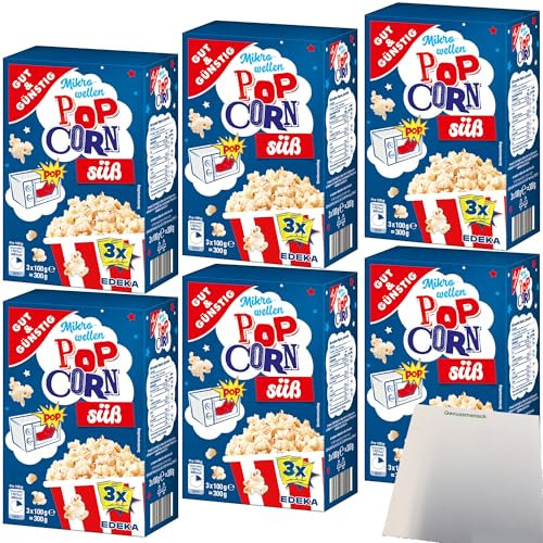 usy Bundle für Gut&Günstig Mikrowellen Popcorn süß 6er Pack (18x100g Packung) + usy Block
