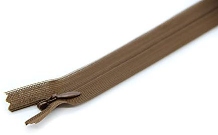 NTS Nähtechnik 1 Reißverschluss aus Kunststoff, nahtverdeckt, 3mm Spirale, Nicht teilbar (braun, 45cm)