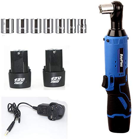 Cordless Ratchet Wrench Kit 3/8 Square Drive Electric Tool with 2-Pack 1500mAh Batteries 7Pcs Sockets LED Work Light, 40Nm 230RPM Speed Electric Wrench for Mechanical Maintenance Repair DIY Tasks