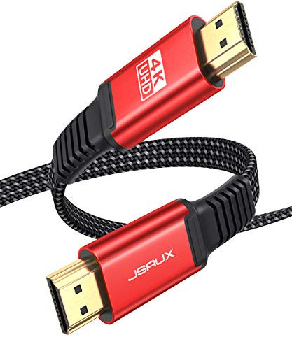 JSAUX 4K HDMI Cable, 1M Flat HDMI 2.0 Cable Ultral High Speed 18Gbps Lead Cord Support 3D, Video 4K@60Hz, UHD 2160P, HD 1080P, Ethernet Compatible with Fire TV, Apple TV, Xbox PS4 PS3 PC - Red