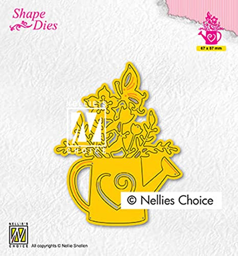 Nellie's Choice Stanzform Gießkanne mit Blumen, 6,7 x 8,7 cm, Material Cutting Dies für Scrapbooking, Zubehör, Karten und Dekorationen, Gelb, 67 x 87 mm