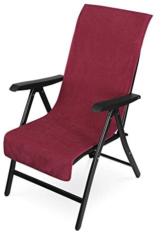 JEMIDI Frottee Schonbezug Gartenstuhl - 100% Baumwolle Überzug - Sonnenliege Handtuch -Auflagenbezug Frotteebezug mit Kapuzenüberschlag waschmaschinenfest