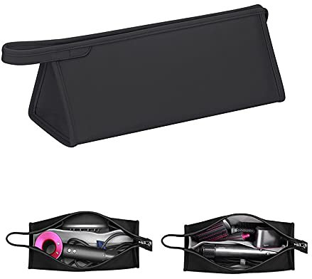 Hosoncovy PU Leder Reisetasche Tragetasche Aufbewahrungstasche Schutzhülle für Dyson Supersonic Haartrockner für Dyson Airwrap Styler (Schwarz)