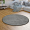 TT Home Wohnzimmer Teppich Hochflor Langflor Schlafzimmer Modern Plüschig Unifarben, Farbe: Dunkelgrau 3, Größe:Ø 80 cm Rund