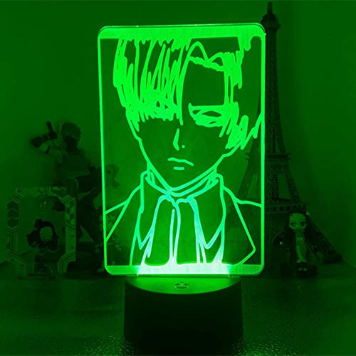 Anime 3D Nachtlicht Angriff auf Titan Theme Comic Licht Captain Levi Ackerman Led Illusion Lampe Für Kinder Weihnachten Geburtstagsgeschenk-7 Farbe keine Fernbedienung