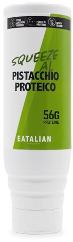 EATALIAN by AMZ BETTER Topping Proteico al Gusto di Pistacchio, Crema Dolce Proteica in Squeezer da 300 gr, Made in Italy, Salsa Pistacchio Ideale per Guarnire Gelati, Dolci e Dubai Chocolate