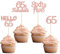 Gyufise 24Pcs Rose Gold Glitter 65th Birthday Cupcake Toppers Hello 65 Sixty Five Cake Toppers 65 & fabulous Cupcake Picks for 65th Birthday Cake Decorations Supplies