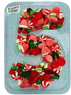 Gommy´s Factory Party Numbers nº 5. Tarta de gominolas para cumpleaños con forma de números. 500g de chuches