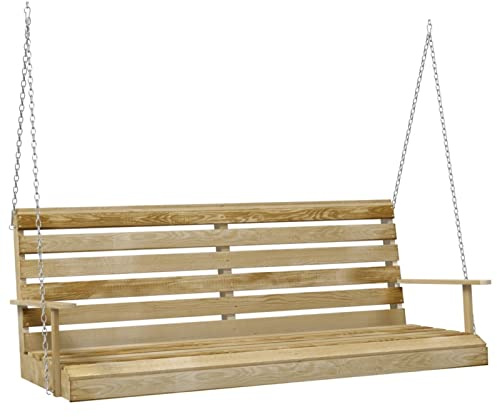 Hollywoodschaukel Kiefernholz 155x65x60 cm Sitzfläche 150x50 cm mit Ketten für Garten und Außengebiete