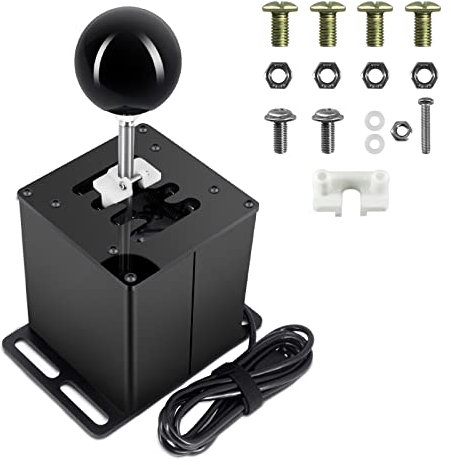 PALUMMA Palanca de cambios USB para juegos de carreras, simulador USB 6/7+R Racing Games H Gear Shifter para Logitech G29/G27/G25/G920 Thrustmaster T300RS/GT Volante (7+R (negro)