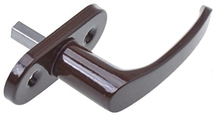Aqbau® Fenstergriff braun aus Metall für Fenster & Balkontür | 43 mm Schraublochabstand, Rosette 28×73 mm, Vierkant 7 mm, inkl. Montageschrauben, passend für PVC/Alu/Holz