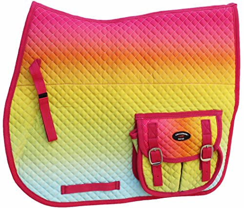 Challenger Horse English 72163 Allzweck-Schabracke, gesteppt, Pelz, gepolstert, Ombre mit Taschen
